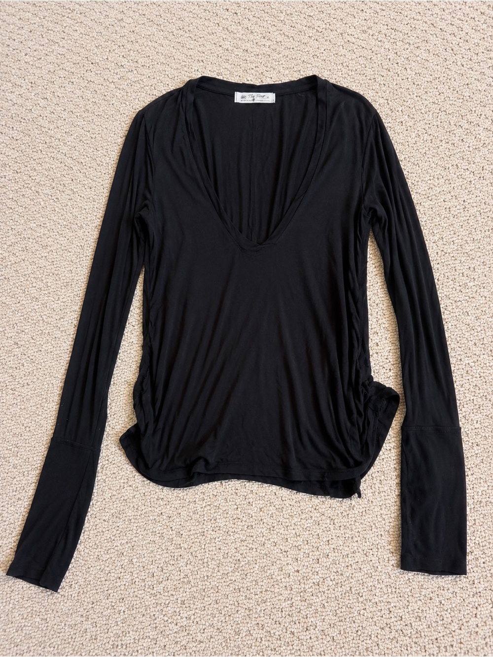 We The Free Black Long Sleeve V-Neck Top